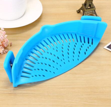 Silicone Clip-on Pot Pan Bowl Funnel Oil Strainer Creative Rice Washing Colander for Draining Liquid Fits All Pot Size