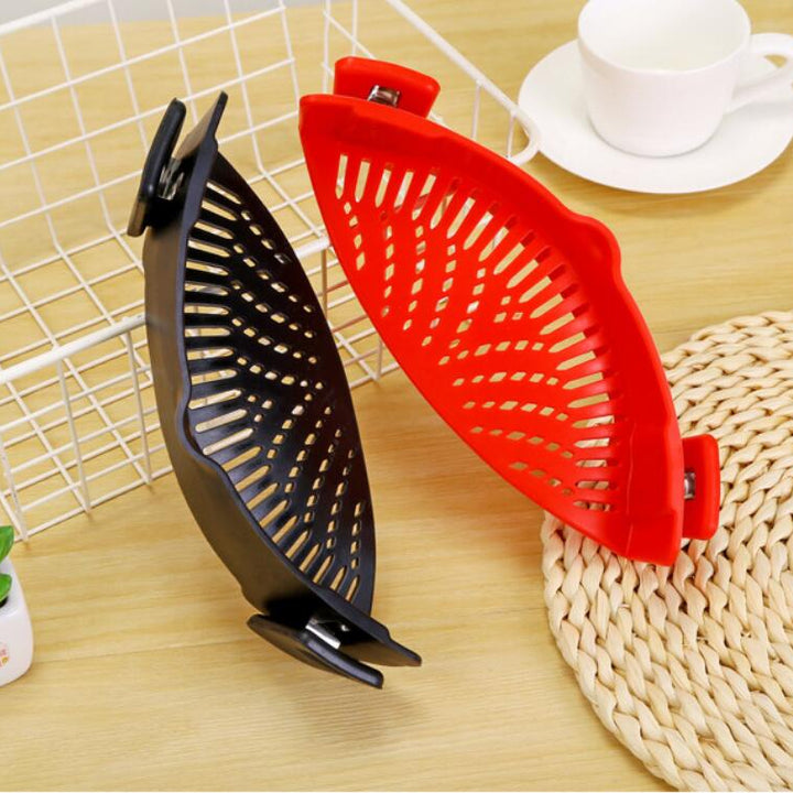 Silicone Clip-on Pot Pan Bowl Funnel Oil Strainer Creative Rice Washing Colander for Draining Liquid Fits All Pot Size