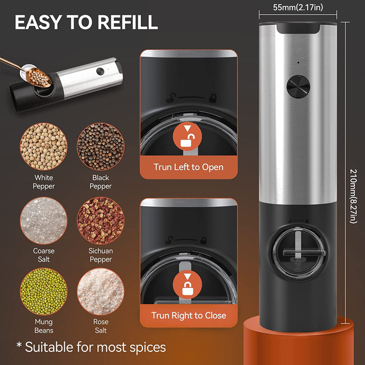 Black Pepper Sea Salt Electric Grinder